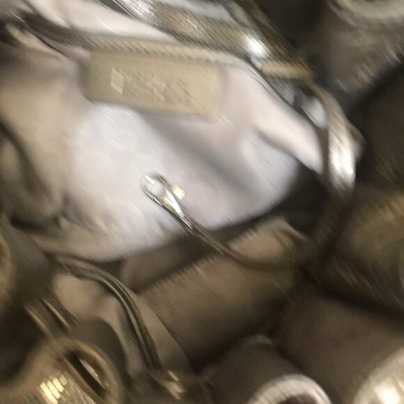 Michael Kors Leather Snake Print Gold Shoulder Hobo Bag Satchel Pockets Neutral - Picture 13 of 16